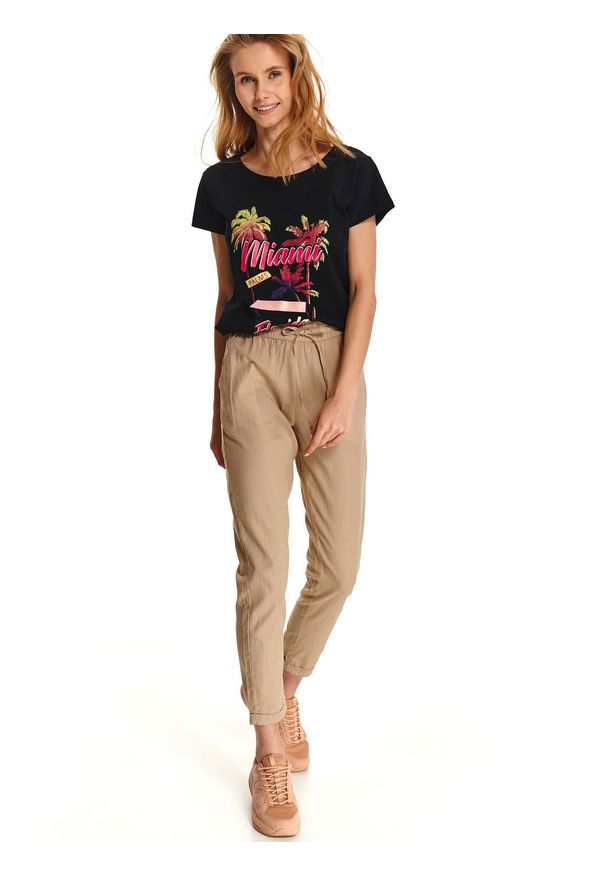 DRYWASH - Spodnie w stylu safari z domieszką lnu wązane w pasie. Kolor: beżowy. Materiał: len