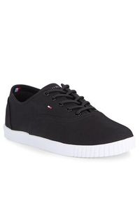 TOMMY HILFIGER - Tommy Hilfiger Tenisówki Canvas Lace Up Sneaker FW0FW07805 Czarny. Kolor: czarny. Materiał: materiał #3