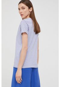 Answear Lab t-shirt bawełniany damska. Okazja: na co dzień. Kolor: niebieski. Materiał: bawełna. Długość rękawa: krótki rękaw. Długość: krótkie. Styl: wakacyjny #3