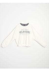 Sinsay - Bluza z nadrukiem - kremowy. Kolor: kremowy. Wzór: nadruk