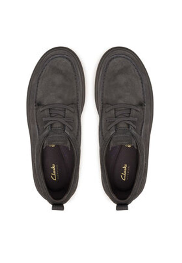 Clarks Półbuty Polden Moc 26183404 Szary. Kolor: szary. Materiał: skóra, zamsz