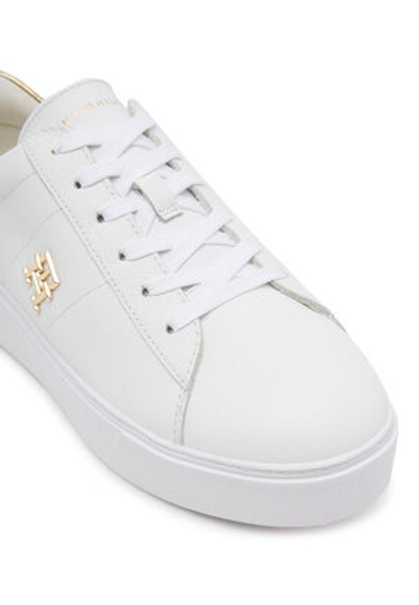 TOMMY HILFIGER - Tommy Hilfiger Sneakersy Platform Court Sneaker Metallics FW0FW08648 Biały. Kolor: biały. Materiał: skóra. Obcas: na platformie