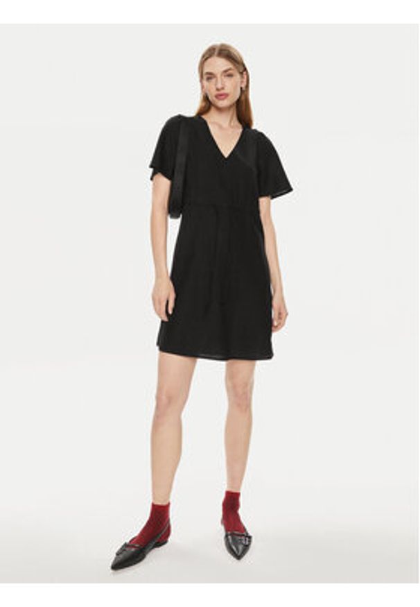 Vero Moda Sukienka letnia Mymilo 10303686 Czarny Regular Fit. Kolor: czarny. Materiał: len, bawełna, wiskoza. Sezon: lato