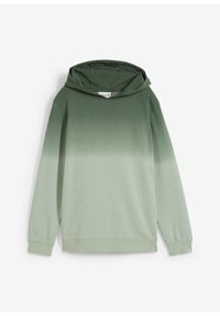 bonprix - Bluza z kapturem, w cieniowanym kolorze. Typ kołnierza: kaptur. Kolor: zielony #1