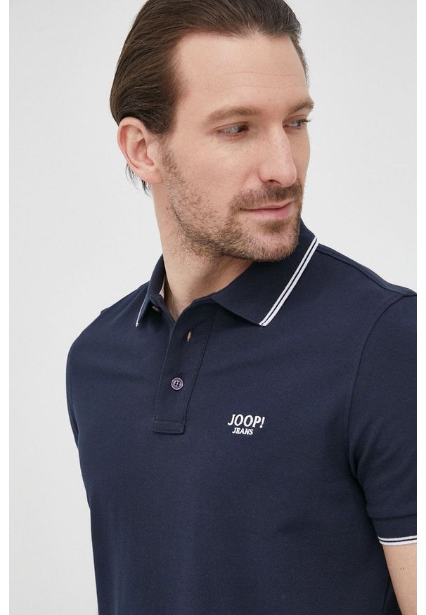 JOOP! - Joop! polo męski kolor granatowy gładki. Typ kołnierza: polo. Kolor: niebieski. Materiał: dzianina, bawełna. Długość: krótkie. Wzór: gładki