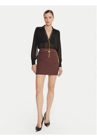 Elisabetta Franchi Spódnica mini GO-148-57E2-V380 Brązowy Slim Fit. Kolor: brązowy. Materiał: syntetyk