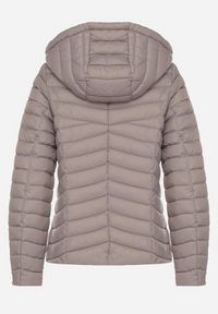 Born2be - Szara Pikowana Kurtka Przejściowa z Kapturem Suritta. Okazja: na co dzień. Typ kołnierza: kaptur. Kolor: szary. Materiał: jeans. Styl: klasyczny, casual, sportowy #2