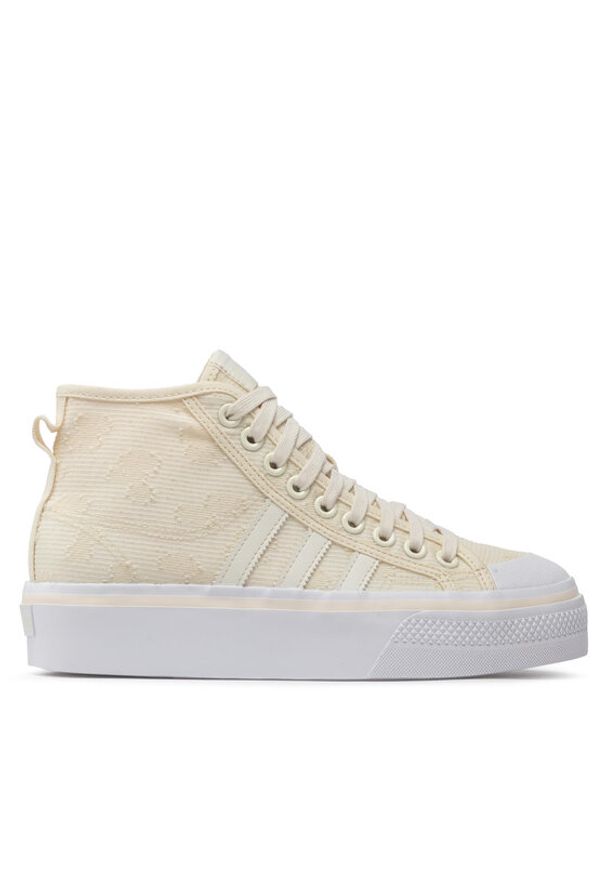 Adidas - adidas Sneakersy Nizza Platform Mid W GX8356 Beżowy. Kolor: beżowy. Materiał: materiał. Obcas: na platformie