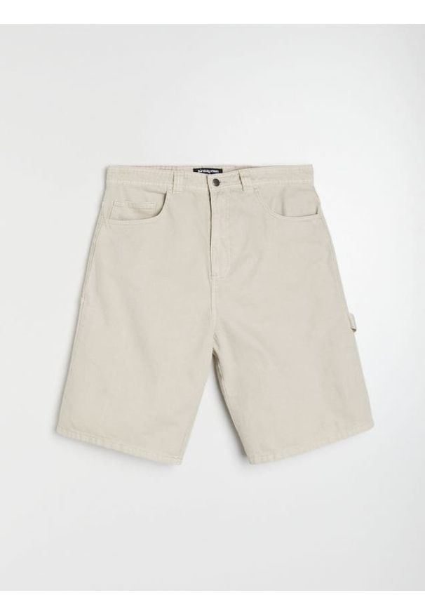 Sinsay - Bawełniane szorty baggy - kremowy. Kolor: kremowy. Materiał: bawełna