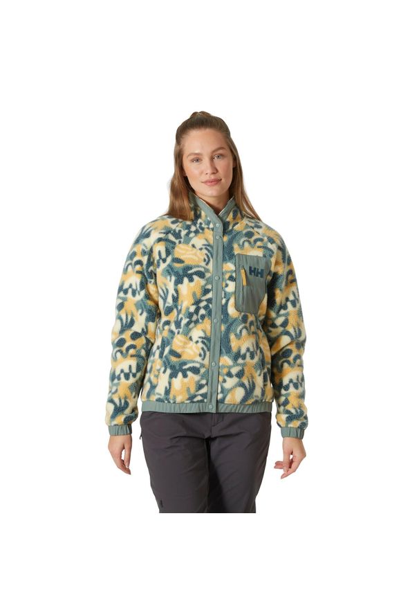 Bluza damska Helly Hansen Imperial Printed Pile Snap. Kolor: brązowy