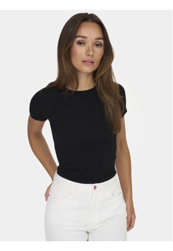 JDY T-Shirt Cirkeline 15307860 Czarny Slim Fit. Kolor: czarny. Materiał: wiskoza