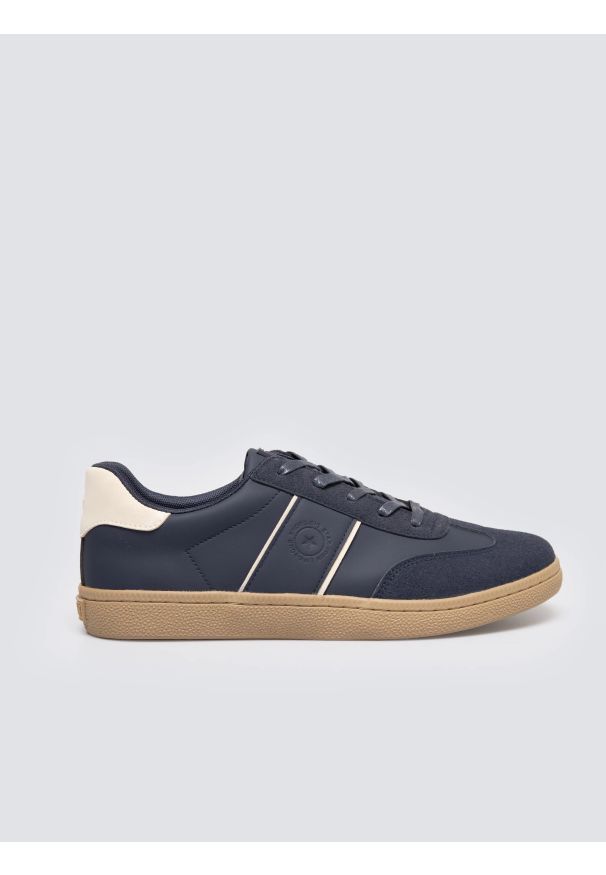 Big-Star - Sneakersy męskie sportowe ze skóry ekologicznej granatowe SS174079 403. Kolor: niebieski. Materiał: skóra ekologiczna. Szerokość cholewki: normalna