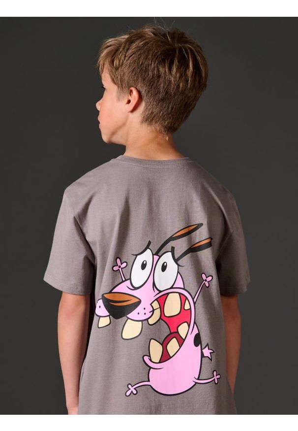 Sinsay - Koszulka z nadrukiem na plecach Courage the Cowardly Dog: Animated Series - szary. Kolor: szary. Wzór: nadruk
