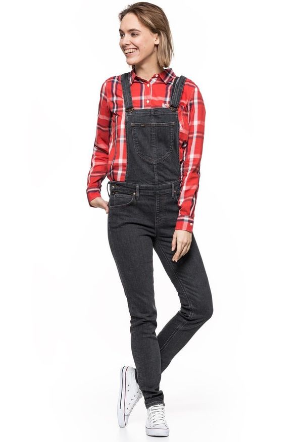 Lee - DAMSKIE OGRODNICZKI LEE BIB SKINNY BLACK WASH L39EWLSF
