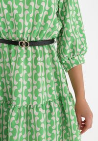 Born2be - Zielona Sukienka z Paskiem Actiolea. Kolor: zielony. Wzór: jednolity, geometria. Sezon: lato. Styl: klasyczny. Długość: mini #3