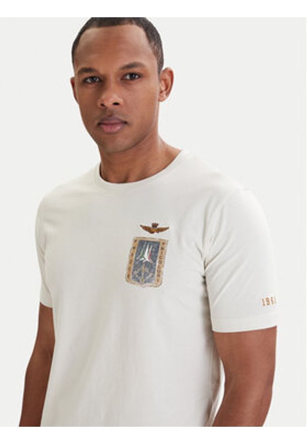 Aeronautica Militare T-Shirt 261TS2534UJ00641 Beżowy Regular Fit. Kolor: beżowy. Materiał: bawełna