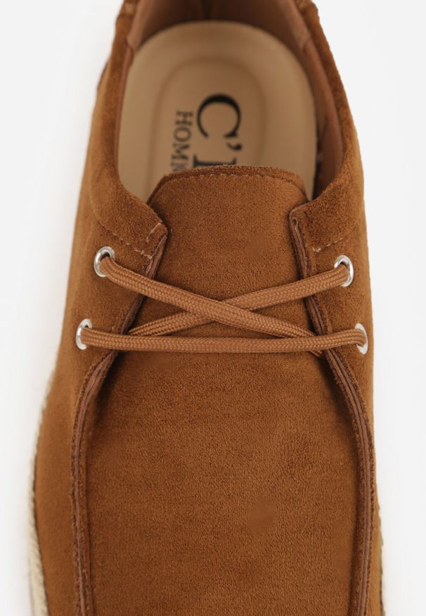 Born2be - Brązowe Półbuty Mokasyny ze Sznurowaną Cholewką Ellsia. Okazja: na co dzień, do pracy. Kolor: brązowy. Materiał: jeans. Szerokość cholewki: normalna. Styl: casual, klasyczny