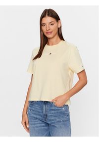 Tommy Jeans T-Shirt Serif Linear DW0DW15049 Żółty Relaxed Fit. Kolor: żółty. Materiał: bawełna