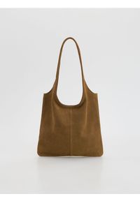 Reserved - Zamszowa torebka - beżowy. Kolor: beżowy. Materiał: zamszowe #1