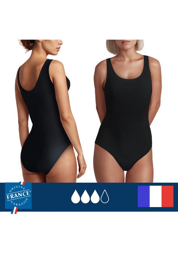 PLIM UNDERWEAR - Menstruacyjny jednoczęściowy strój kąpielowy klasyczny – duża chłonność. Kolor: czarny