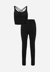 Renee - Czarny Komplet Sportowy Legginsy High Waist i Top z Uszywnieniem Ulrike. Kolor: czarny #7