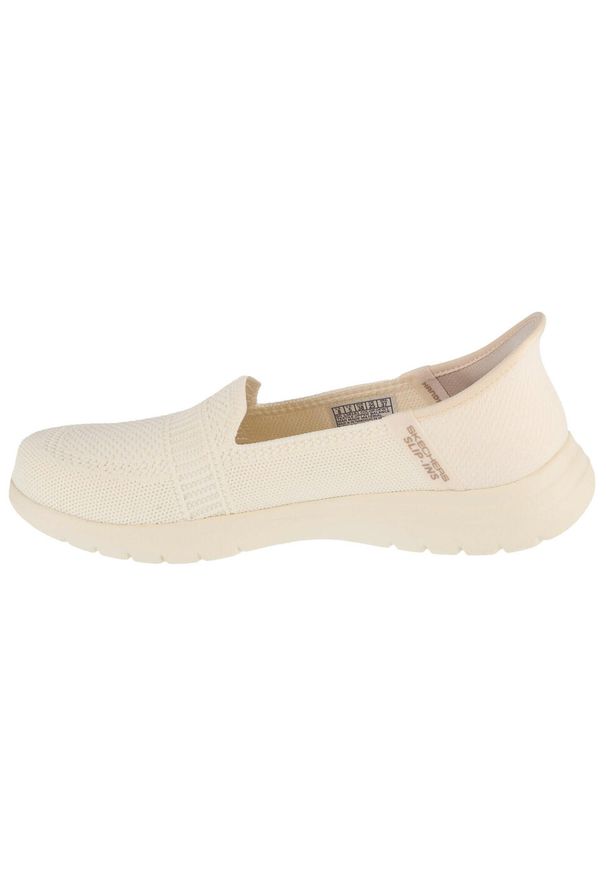 skechers - Buty do chodzenia damskie, Slip-Ins On The Go Flex - Camellia. Kolor: biały. Materiał: materiał, syntetyk. Sport: turystyka piesza