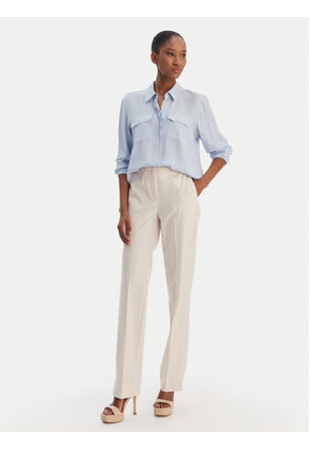 Marella Spodnie materiałowe Pagina 2613131081 Kremowy Slim Fit. Kolor: kremowy. Materiał: syntetyk