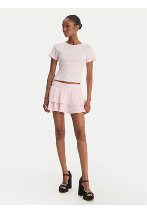 Juicy Couture Spódnica mini Smocked Terry JCGGS126006 Różowy Regular Fit. Kolor: różowy. Materiał: bawełna