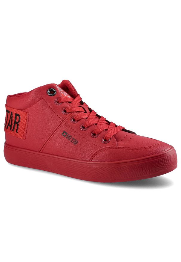 Big-Star - Czerwone Sneakersy Big Star Damskie Wygodne Obuwie. Kolor: czerwony. Materiał: skóra ekologiczna, materiał. Szerokość cholewki: normalna