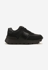 Renee - Czarne Sneakersy na Platformie z Tłoczeniem Tillivalle. Okazja: na co dzień. Kolor: czarny. Materiał: jeans. Szerokość cholewki: normalna. Obcas: na platformie #6