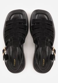 Born2be - Czarne Casualowe Sandały Gladiatorki VICES z Imitacji Zamszu Savaronei. Okazja: na co dzień. Zapięcie: pasek. Kolor: czarny. Materiał: zamsz. Sezon: lato. Styl: casual #4