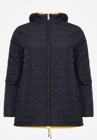 Born2be - Żółto-Granatowa Przejściowa Kurtka Dwustronna Parka z Pikowaniem i Kapturem Tidare. Okazja: na co dzień, na spacer. Kolekcja: plus size. Kolor: żółty. Materiał: jeans, poliester. Styl: casual, sportowy #5