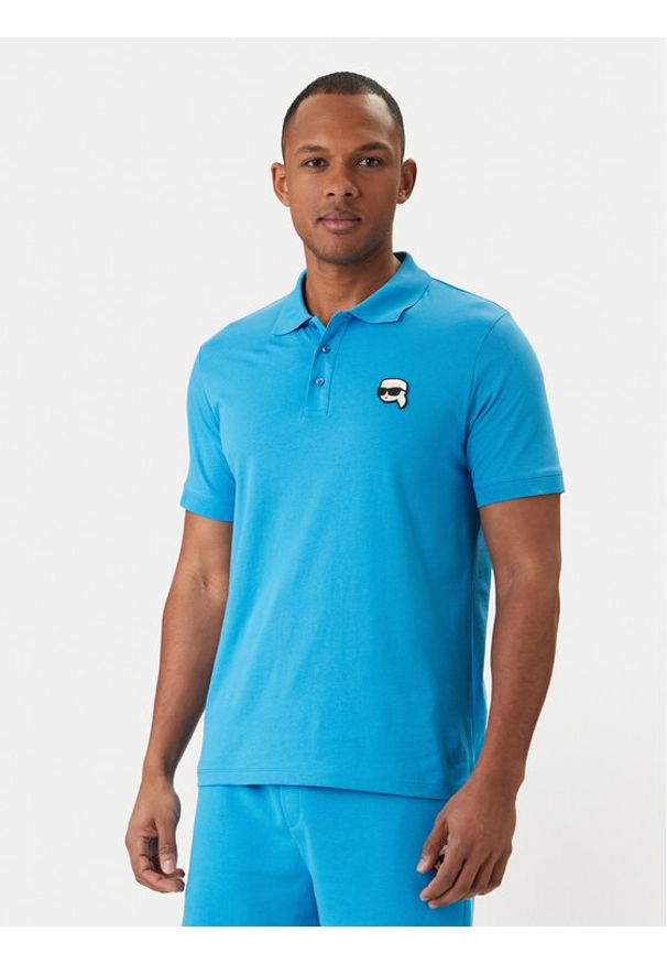 Karl Lagerfeld - KARL LAGERFELD Polo 745710 562224 Niebieski Regular Fit. Typ kołnierza: polo. Kolor: niebieski. Materiał: bawełna