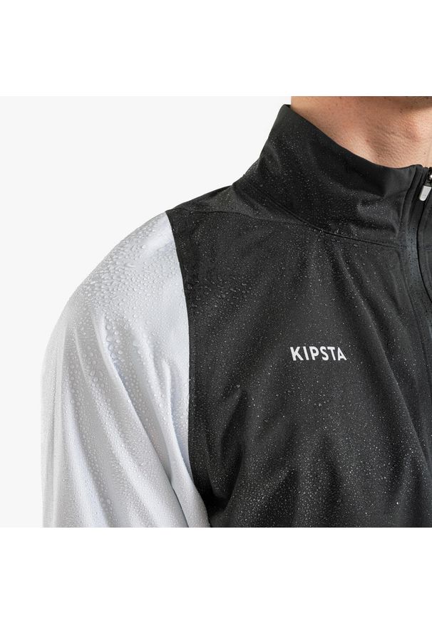 KIPSTA - Kurtka piłkarska przeciwdeszczowa Kipsta CLR. Kolor: niebieski, szary, wielokolorowy. Materiał: poliester, materiał. Sport: piłka nożna