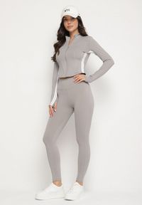 Born2be - Jasnoszare Legginsy z Modelującymi Przeszyciami Selettia. Okazja: na co dzień, na spacer. Kolor: szary. Styl: klasyczny, casual #4