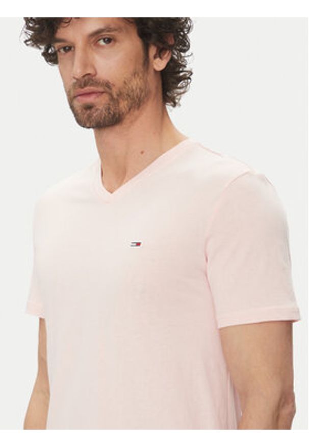 Tommy Jeans T-Shirt Jaspe DM0DM20364 Różowy Slim Fit. Kolor: różowy. Materiał: syntetyk, bawełna