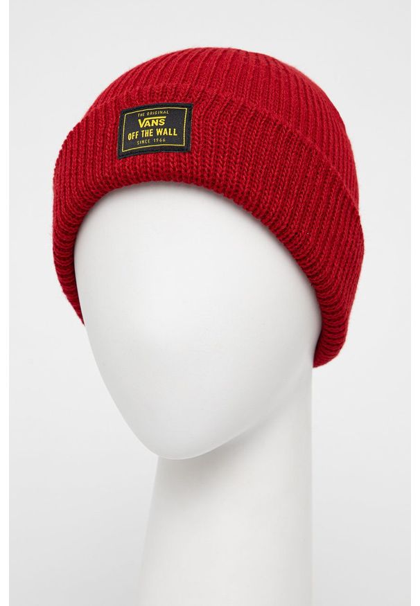 Vans - Czapka. Kolor: czerwony. Materiał: dzianina