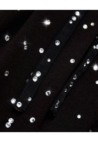 T-DRESS - Czarna sukienka midi z kryształami Stone Splash. Kolor: czarny. Materiał: tkanina, materiał. Wzór: aplikacja. Typ sukienki: rozkloszowane. Długość: midi #4