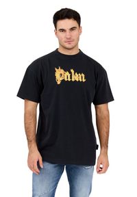 PALM ANGELS Czarny męski t-shirt Burning Logo Tee, Rozmiar XL. Kolor: czarny. Materiał: bawełna. Długość rękawa: krótki rękaw. Długość: krótkie #5