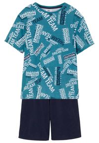 bonprix - Piżama chłopięca z krótkimi spodniami (2 szt.). Kolor: niebieski. Długość: krótkie #1