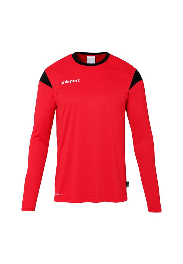 UHLSPORT - Dziecięcy dżersej z długim rękawem Uhlsport Squad 27. Kolor: wielokolorowy, czarny, czerwony. Materiał: jersey. Długość rękawa: długi rękaw. Długość: długie. Wzór: kolorowy