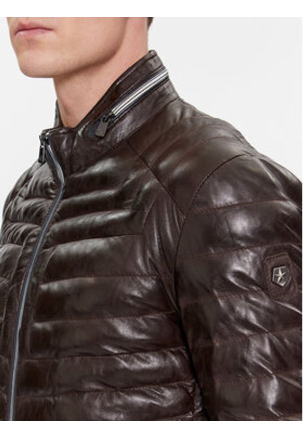 Milestone Kurtka skórzana Malik 991019 60215 Brązowy Regular Fit. Kolor: brązowy. Materiał: skóra