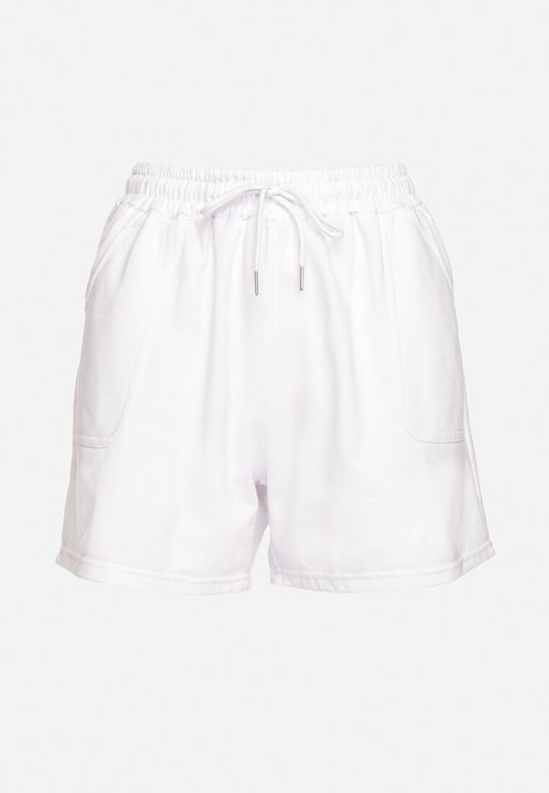 Born2be - Białe Szorty Dresowe z Gumką w Talii Marefia. Okazja: na co dzień. Kolor: biały. Materiał: dresówka. Styl: casual