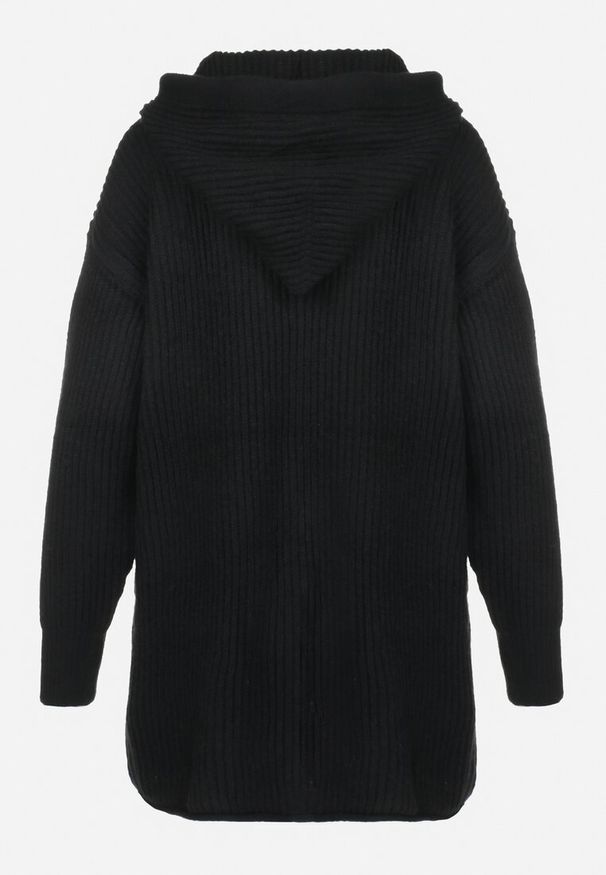 Born2be - Czarny Sweter Oversize z Kapturem Ori. Okazja: na co dzień. Typ kołnierza: kaptur. Kolor: czarny. Materiał: jeans. Długość rękawa: długi rękaw. Długość: długie. Styl: elegancki, casual