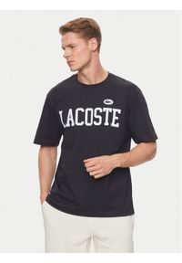 Lacoste T-Shirt TH7411 Granatowy Regular Fit. Kolor: niebieski. Materiał: bawełna