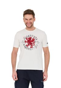 Aeronautica Militare - AERONAUTICA MILITARE Beżowy bawełniany męski t-shirt M.C., Rozmiar M. Kolor: beżowy. Materiał: bawełna #5