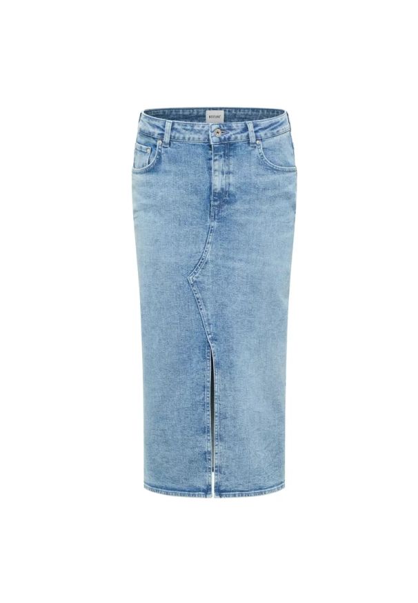 Mustang - Damska spódnica jeansowa MUSTANG Eureka Denim Skirt Denim Blue 1016225 5000 582. Materiał: denim, jeans