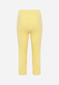 Born2be - Żółte Spodnie 3/4 z Elastyczną Gumką w Pasie i Suwakami Leazira. Okazja: na co dzień. Kolor: żółty. Styl: casual, elegancki