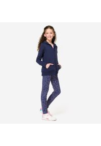 Decathlon - Legginsy dziecięce Domyos S500. Okazja: na uczelnię. Kolor: niebieski. Materiał: elastan, materiał. Styl: sportowy