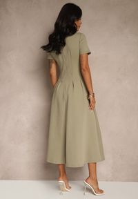 Renee - Jasnozielona Casualowa Sukienka z Bawełną Zeredira. Okazja: na co dzień. Kolor: zielony. Materiał: bawełna. Styl: casual #3